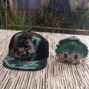 My Hero Academia Deku Bundle Snapback Hat And Cute Plush.